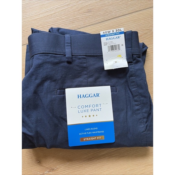 Haggar Other - Haggar Straight Fit Comfort Luxe Pant Linen Blend Active Flex Waistband Sz 40x30